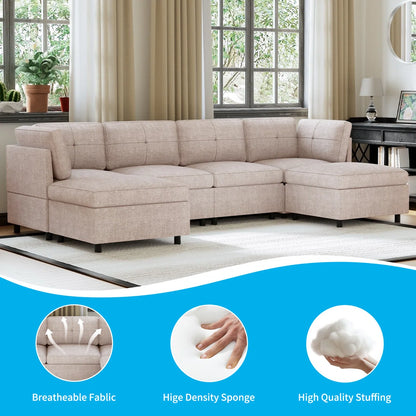 7 Seater Sofa Set: 118.11" Upholstered Sofa with Chaise for Modern Living Rooms