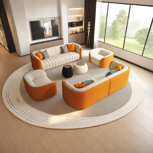 7 Seater Sofa Set: Light Luxury Sofa for Office Spaces