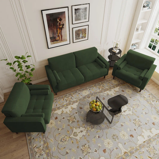 7 Seater Sofa Set: 3 - Piece Corduroy and Trendy Sofa Set