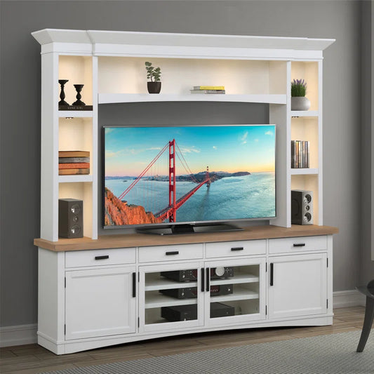 tv panel: 70" TV Wall Unit with Cabinets, Shelves, and Elegant Wood Finish