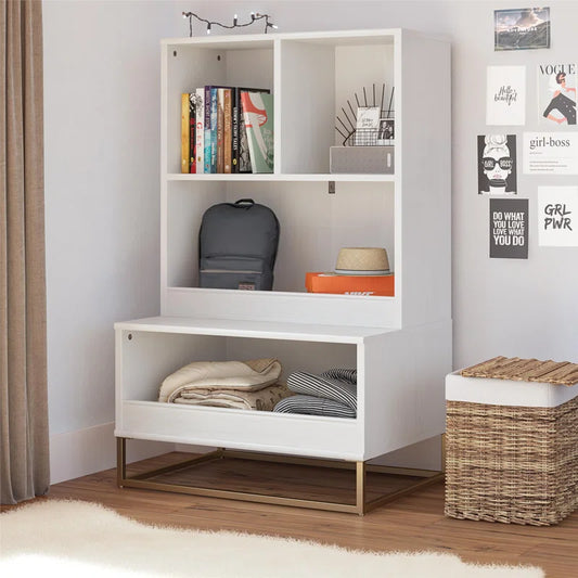 Kids Toy Storage Unit: 27.19'' Wide Charlie Multi-use Organiser & Bookcase with Worktop & Shelves