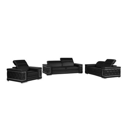 Luxury Sofa Sets: 3-Piece Italian-Inspired Genuine Leather Living Room Set