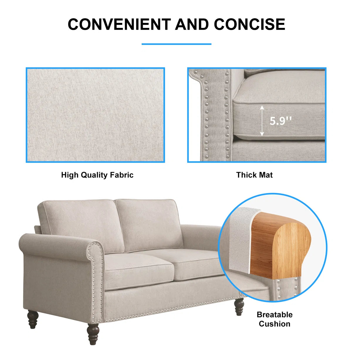 Luxury Sofa Sets: Balus 2-Piece Mid-Century Micro-Fabric Sofa Set for Compact Living Spaces