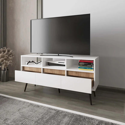 tv panel: Charming tv panel with Multiple Drawers and Shelves for Organized Entertainment