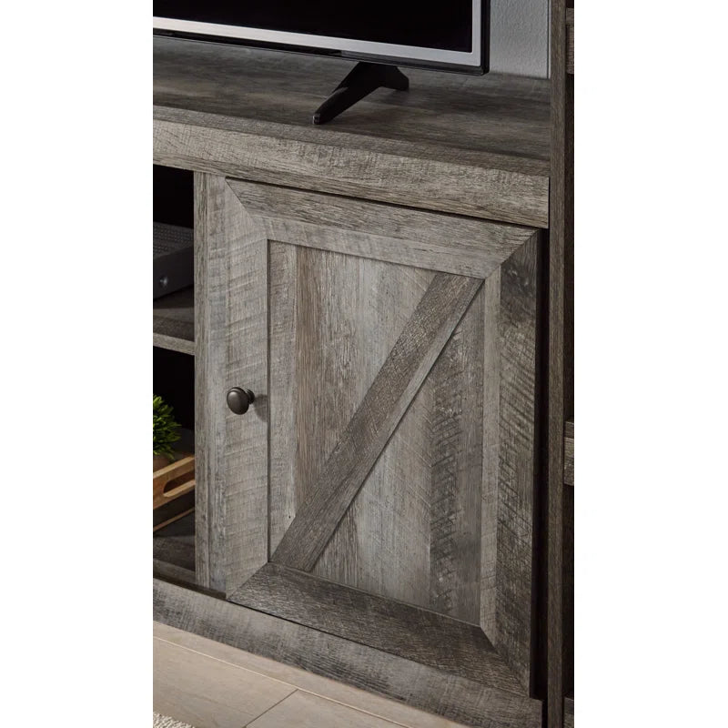 tv panel: 4-piece entertainment center with TV panel, cabinets, and wall-mounted shelves