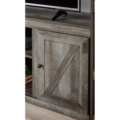 tv panel: 4-piece entertainment center with TV panel, cabinets, and wall-mounted shelves