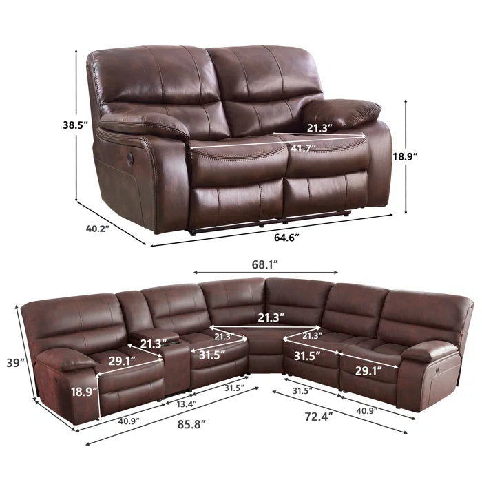 7 Seater Sofa Set: 4-Piece Power Recliner Living Room Set