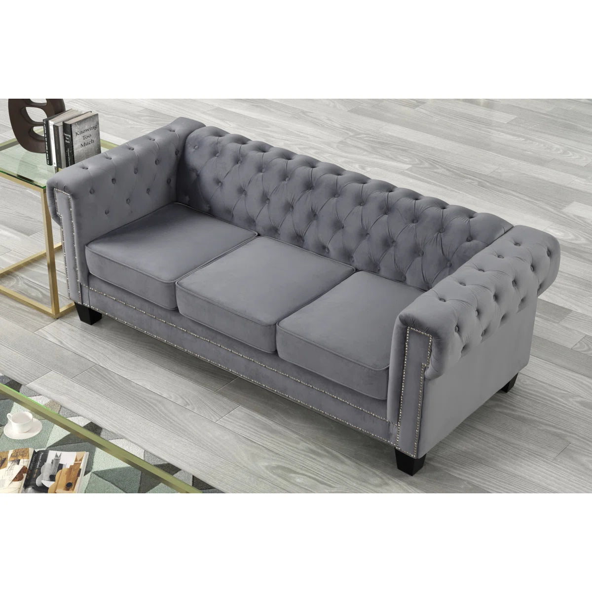Luxury Sofa Sets: Velvet 3+2+1 Seater Living Room Set with Tufted Design