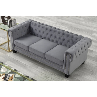 Luxury Sofa Sets: Velvet 3+2+1 Seater Living Room Set with Tufted Design