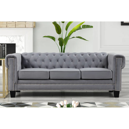 Luxury Sofa Sets: Velvet 3+2+1 Seater Living Room Set with Tufted Design
