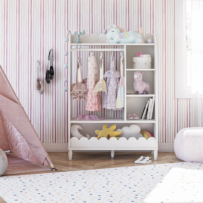 Kids Toy Storage Unit – Max & Finn Cloud Dress-Up Organiser with Shelves & Garment Rack
