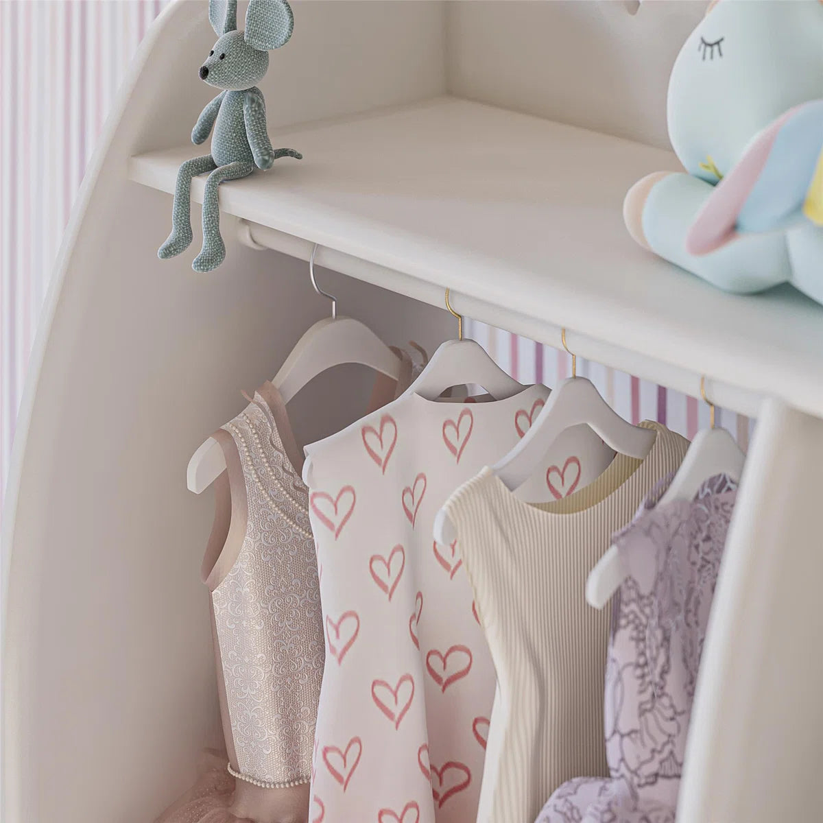 Kids Toy Storage Unit – Max & Finn Cloud Dress-Up Organiser with Shelves & Garment Rack