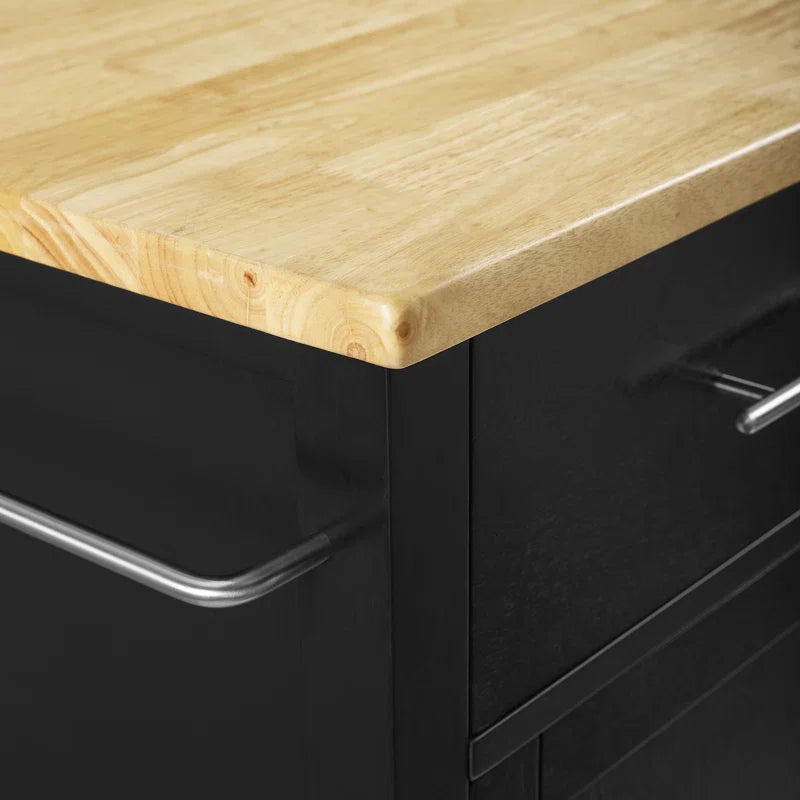Kitchen Island Table: 42'' Wide Rolling Storage Cabinet with Drawers, Adjustable Shelves & Spice Rack