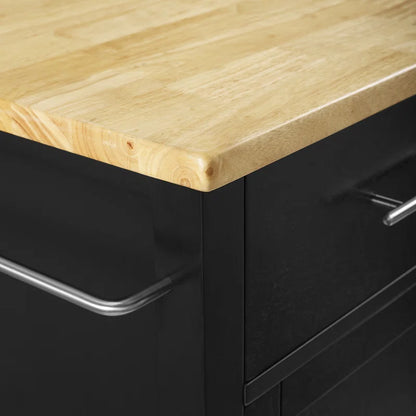 Kitchen Island Table: 42'' Wide Rolling Storage Cabinet with Drawers, Adjustable Shelves & Spice Rack
