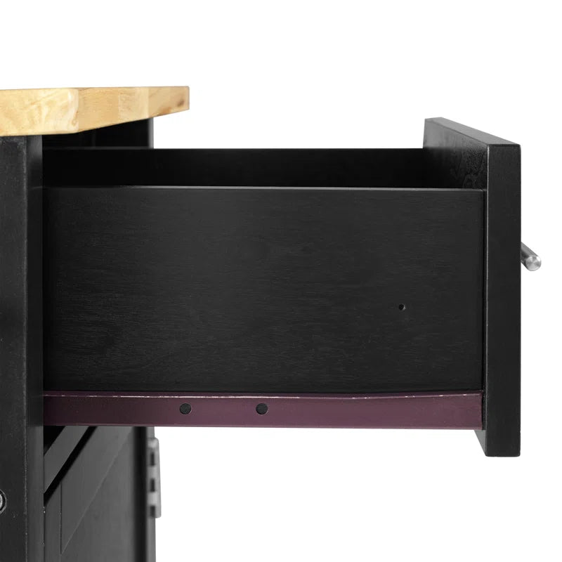 Kitchen Island Table: 42'' Wide Rolling Storage Cabinet with Drawers, Adjustable Shelves & Spice Rack