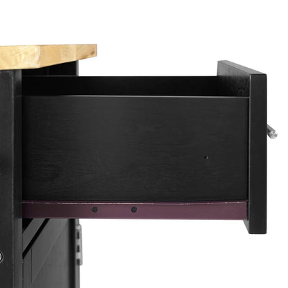 Kitchen Island Table: 42'' Wide Rolling Storage Cabinet with Drawers, Adjustable Shelves & Spice Rack