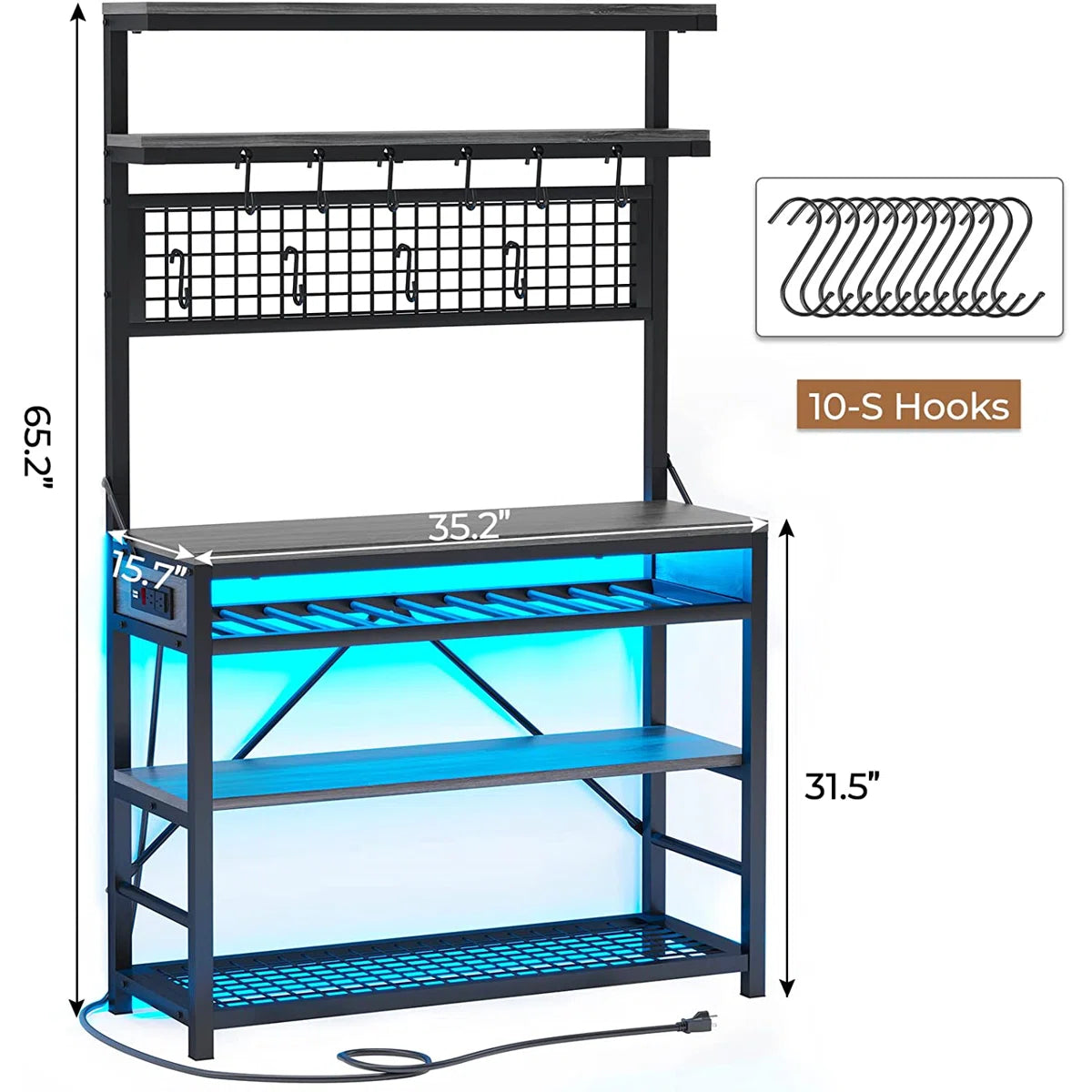 Kitchen Racks: 35.4'' Standard Baker's Rack Made of Wood and Compatible with Microwaves