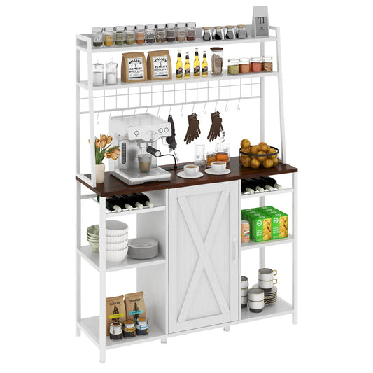 Kitchen Rack: Coffee Bar Cabinet, Baker's Rack, and Wine Rack with Microwave Stand
