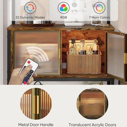Kitchen Racks: 5-Tier LED-Lighted Microwave Stand, Kitchen Bakers Rack with Cabinet