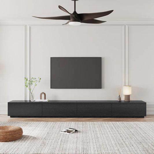 tv panel: Modern Wood TV Stand with 4 Spacious Storage Drawers