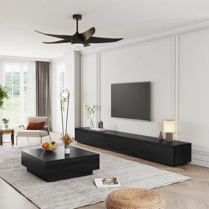 tv panel: Modern Wood TV Stand with 4 Spacious Storage Drawers