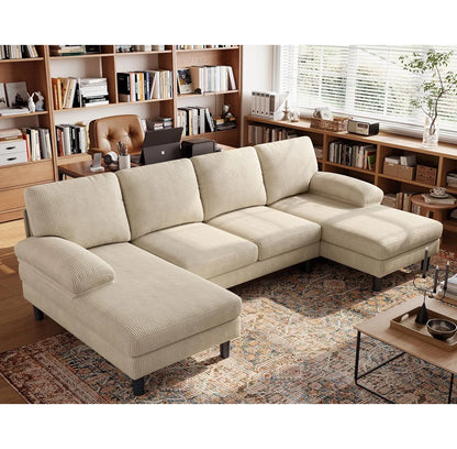 7 Seater Sofa Set:  Convertible U-Shaped Sectional Couch with Double Chaises