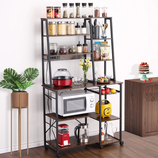 Kitchen Racks: 18.9" iron baker’s rack with microwave shelf, compact and durable kitchen storage unit