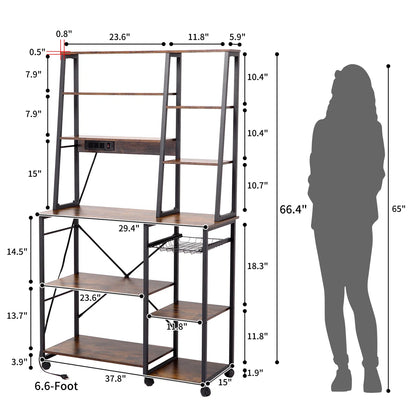 Kitchen Racks: 18.9" iron baker’s rack with microwave shelf, compact and durable kitchen storage unit