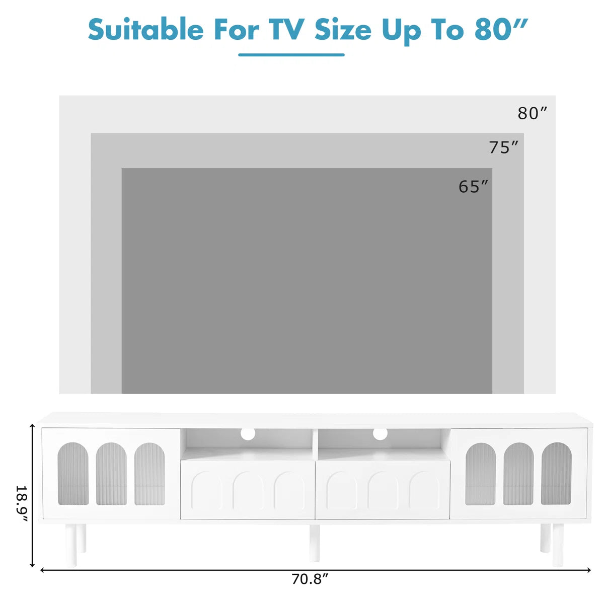 tv panel: LED TV Panel with Glass Doors and Wood Legs for 80" TVs