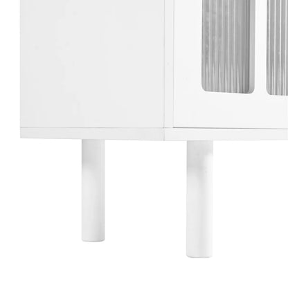 tv panel: LED TV Panel with Glass Doors and Wood Legs for 80" TVs