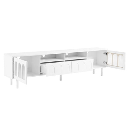 tv panel: LED TV Panel with Glass Doors and Wood Legs for 80" TVs