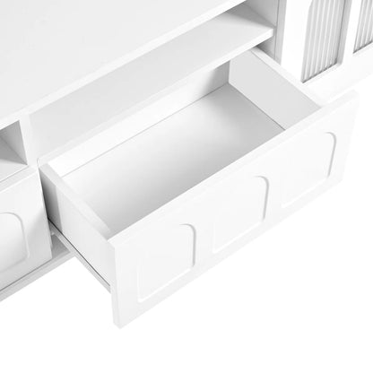tv panel: LED TV Panel with Glass Doors and Wood Legs for 80" TVs