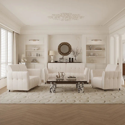 7 Seater Sofa Set: Elegant 3+2+1 Beige Sofa Set