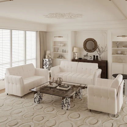 7 Seater Sofa Set: Elegant 3+2+1 Beige Sofa Set