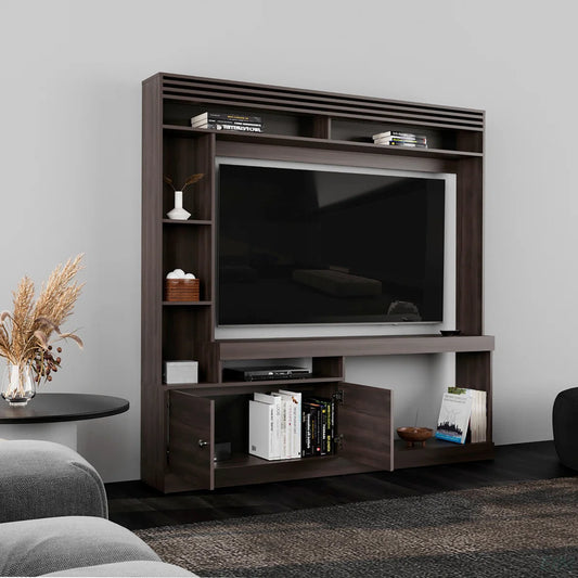 tv panel: 71" Freestanding Entertainment Center with 8 Shelves, tv panel, Cabinet, and Bookcase