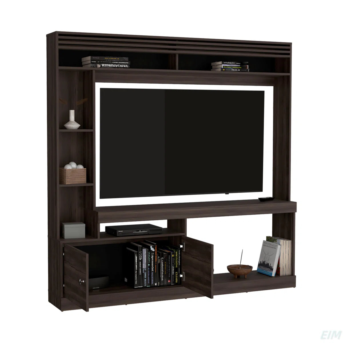 tv panel: 71" Freestanding Entertainment Center with 8 Shelves, tv panel, Cabinet, and Bookcase
