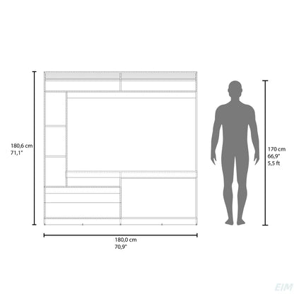 tv panel: 71" Freestanding Entertainment Center with 8 Shelves, tv panel, Cabinet, and Bookcase