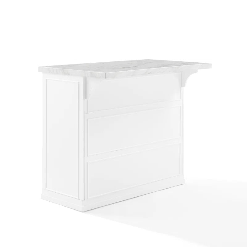 Kitchen Island Table: Cutler Kitchen Island with Faux Marble Top, 4 Drawers &amp; Cabinet