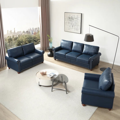7 Seater Sofa Set: 3-Piece Faux Leather Living Room Furniture Sofa Set