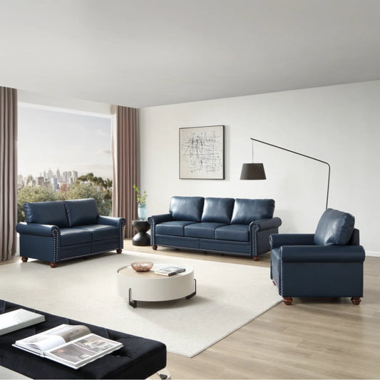 7 Seater Sofa Set: 3-Piece Faux Leather Living Room Furniture Sofa Set