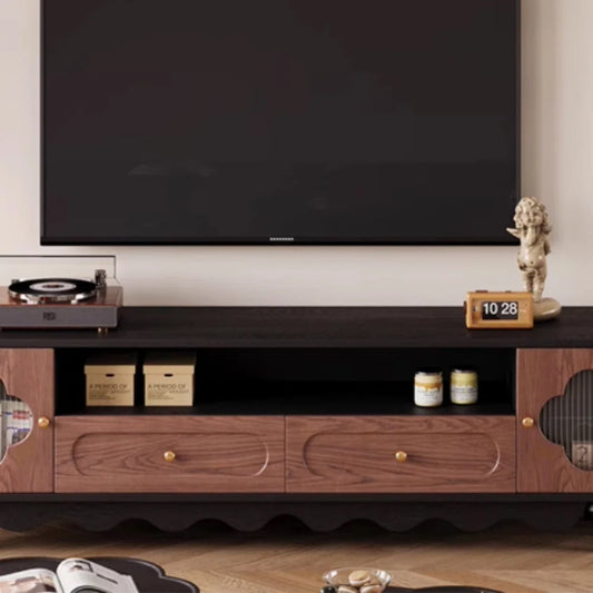 tv panel: Solid Wood TV Cabinet with Modern Design and Elegant, Eye-Catching Color Contrast