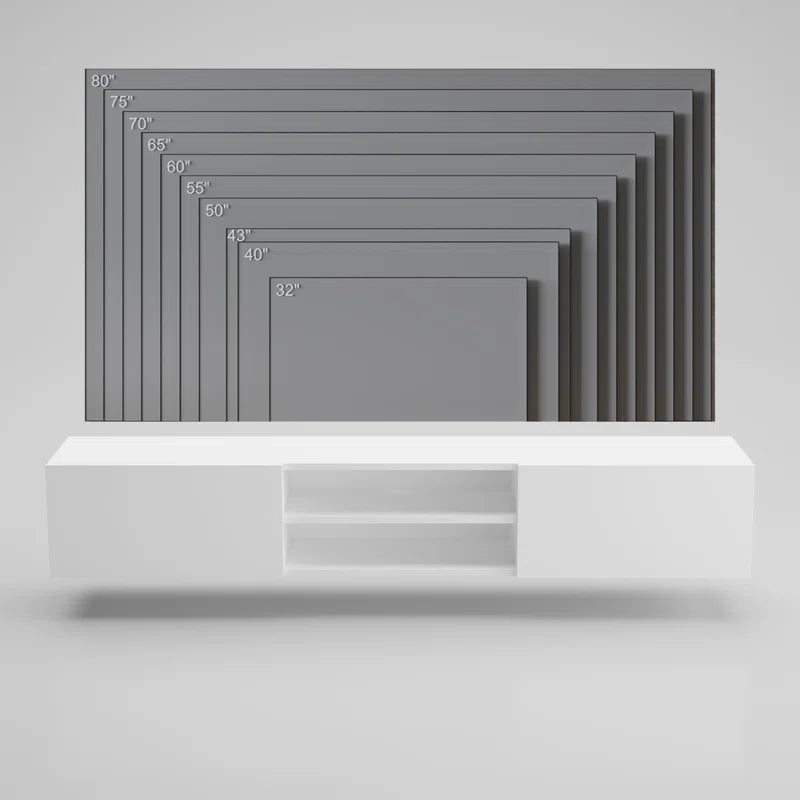 tv panel: Contemporary Floating TV Unit for 78" with Wall Mount Installation