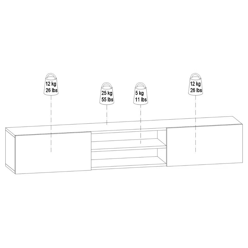 tv panel: Contemporary Floating TV Unit for 78" with Wall Mount Installation