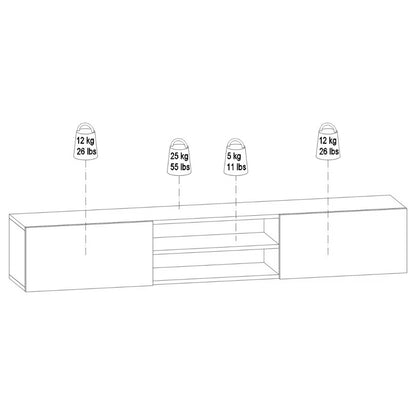 tv panel: Contemporary Floating TV Unit for 78" with Wall Mount Installation