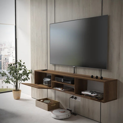 tv panel: Contemporary Floating TV Unit for 78" with Wall Mount Installation
