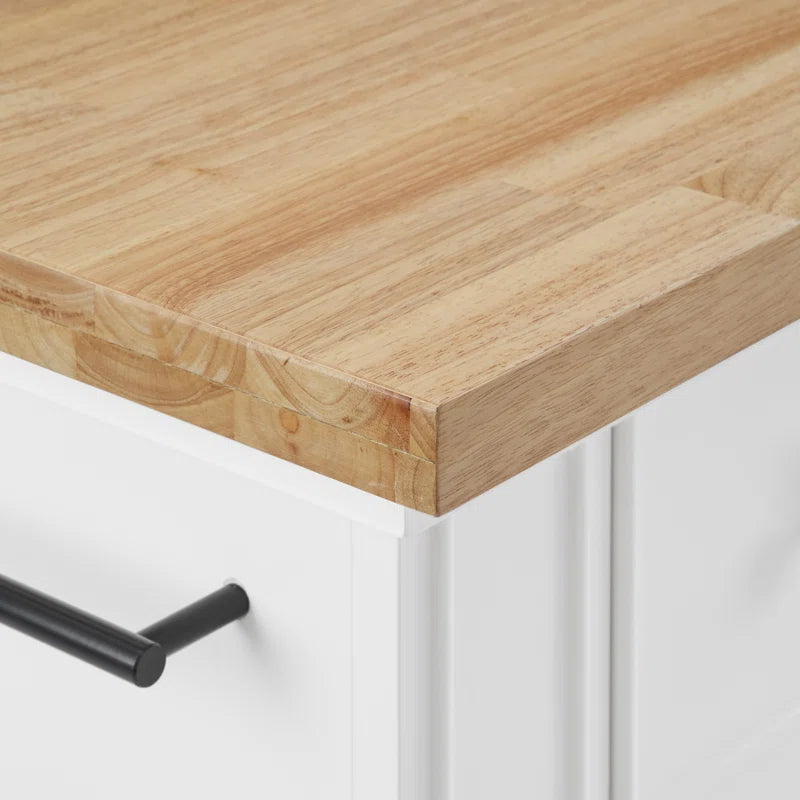 Kitchen Island Table: Traditional Kitchen Island with Natural Wood Countertop & 5 Drawers