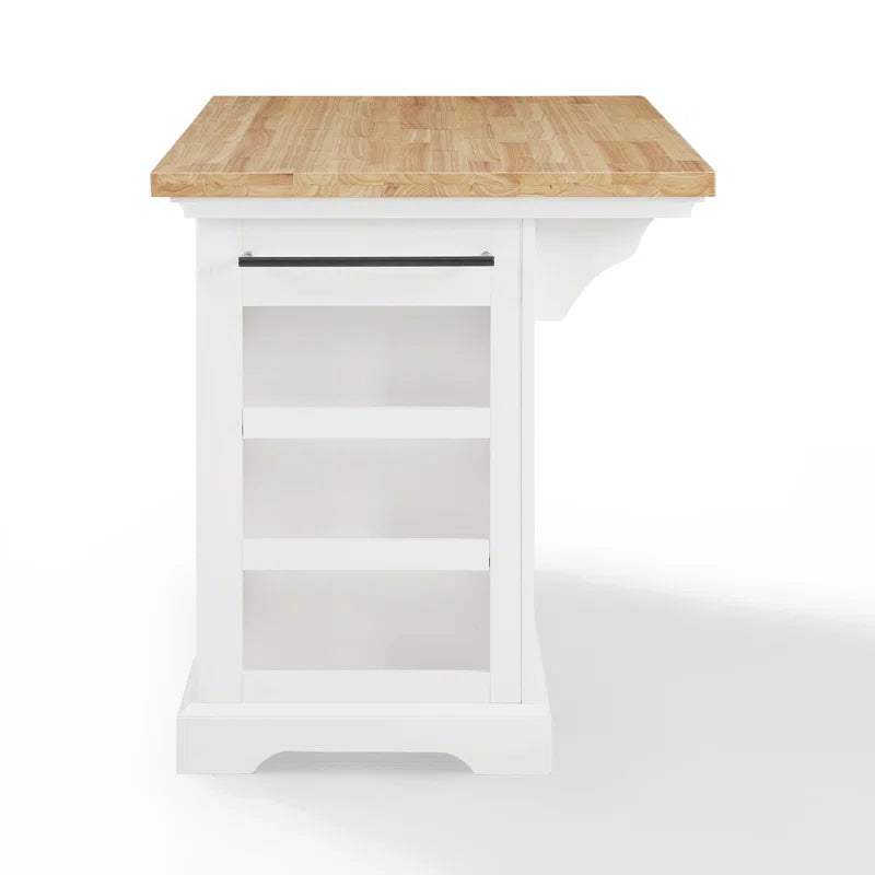 Kitchen Island Table: Traditional Kitchen Island with Natural Wood Countertop & 5 Drawers