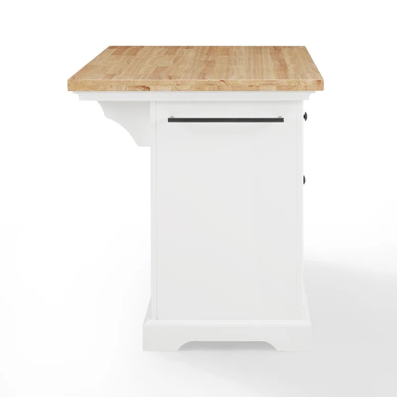 Kitchen Island Table: Traditional Kitchen Island with Natural Wood Countertop & 5 Drawers