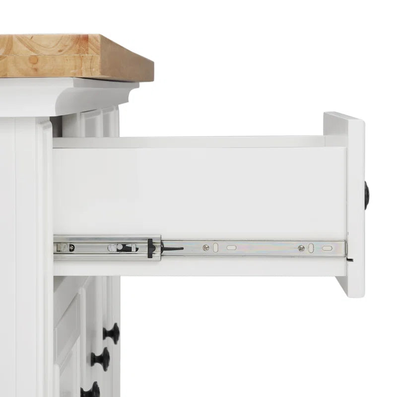 Kitchen Island Table: Traditional Kitchen Island with Natural Wood Countertop & 5 Drawers