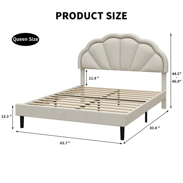 Divan Bed: Aisaiah Flower Silhouette Headboard Upholstered Platform Bed